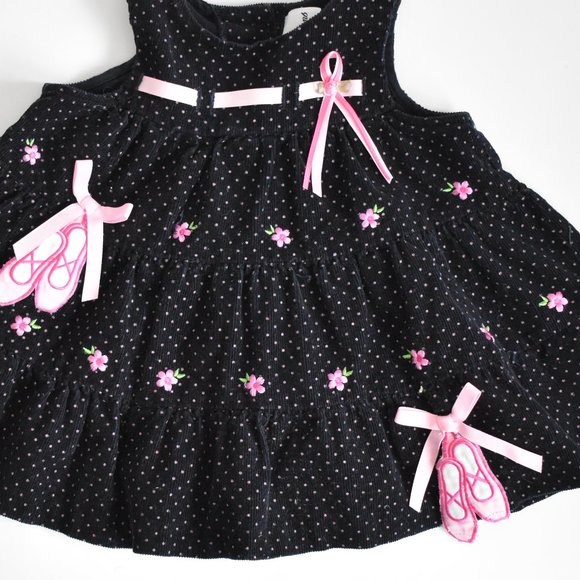Rare Editions Corduroy Floral Polka Dot Ballet Jumper Dress 6 Months - Picture 8 of 11